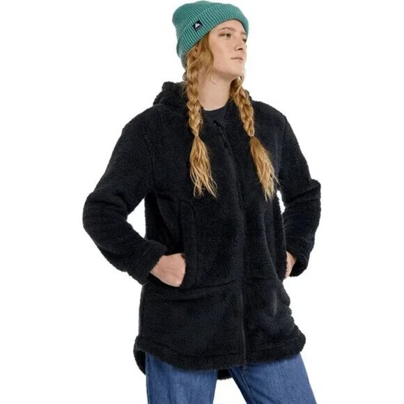 NWT Burton Minxy Sherpa Full Zip Hooded Black Jacket - Picture 1 of 6